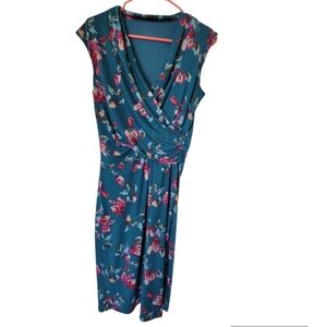 TALBOTS S curvy draped floral professional dress modest